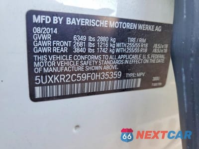 Zdjęcie 13 z 13 samochodu: 2015 BMW X5 SDRIVE35I VIN:5UXKR2C59F0H35359 - miniatura