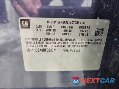 Zdjęcie 12 z 12 samochodu: 2013 CHEVROLET MALIBU LTZ VIN:1G11H5SA0DF323671 - miniatura