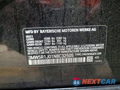 Zdjęcie 12 z 12 samochodu: 2022 BMW 330I VIN:3MW5R1J01N8C32505 - miniatura