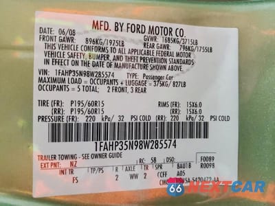 Zdjęcie 13 z 13 samochodu: 2008 FORD FOCUS SE VIN:1FAHP35N98W285574 - miniatura