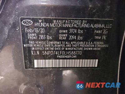 Zdjęcie 12 z 12 samochodu: 2020 HYUNDAI ELANTRA SE VIN:5NPD74LF0LH588770 - miniatura