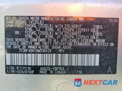 Zdjęcie 13 z 13 samochodu: 2010 TOYOTA RAV4 BASE VIN:2T3BF4DV7AW036429 - miniatura