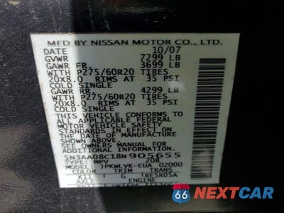 Zdjęcie 12 z 12 samochodu: 2008 INFINITI QX56 BASE VIN:5N3AA08C18N905655 - miniatura