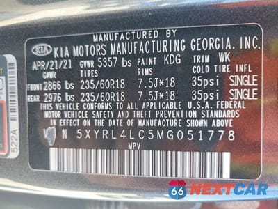 Zdjęcie 14 z 14 samochodu: 2021 KIA SORENTO S VIN:5XYRL4LC5MG051778 - miniatura