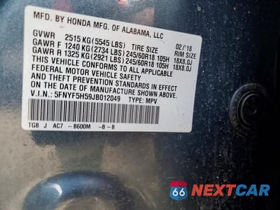 Zdjęcie 13 z 13 samochodu: 2018 HONDA PILOT EXL VIN:5FNYF5H59JB012049 - miniatura