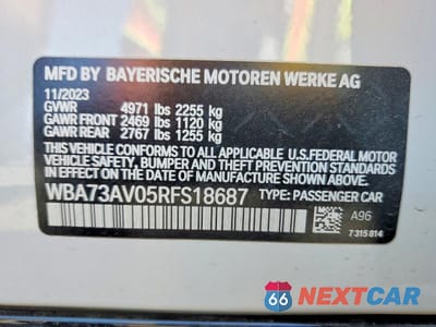 Zdjęcie 12 z 12 samochodu: 2024 BMW 430XI GRAN COUPE VIN:WBA73AV05RFS18687 - miniatura