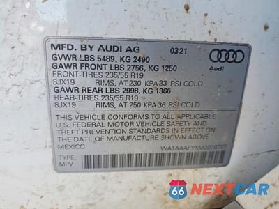 Zdjęcie 13 z 13 samochodu: 2021 AUDI Q5 PREMIUM VIN:WA1AAAFYXM2076785 - miniatura