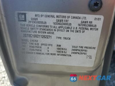 Zdjęcie 12 z 12 samochodu: 2001 GMC NEW SIERRA C1500 VIN:2GTEC19V211262271 - miniatura