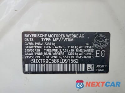 Zdjęcie 13 z 13 samochodu: 2019 BMW X3 XDRIVE30I VIN:5UXTR9C58KLD91562 - miniatura