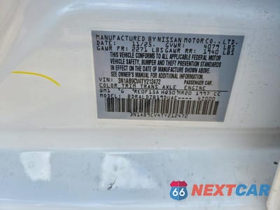 Zdjęcie 12 z 12 samochodu: 2026 NISSAN SENTRA SV VIN:3N1AB9CV4TY212472 - miniatura