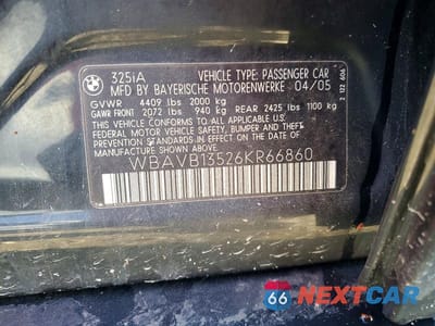 Zdjęcie 12 z 12 samochodu: 2006 BMW 325 I VIN:WBAVB13526KR66860 - miniatura