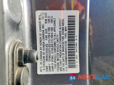 Zdjęcie 13 z 13 samochodu: 2013 HONDA CR-V LX VIN:2HKRM3H34DH512705 - miniatura