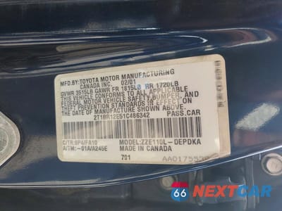 Zdjęcie 12 z 12 samochodu: 2001 TOYOTA COROLLA LE VIN:2T1BR12E51C486342 - miniatura