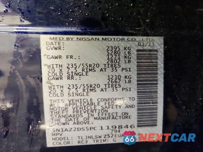 Zdjęcie 13 z 13 samochodu: 2023 NISSAN MURANO PLATINUM VIN:5N1AZ2DS5PC119846 - miniatura