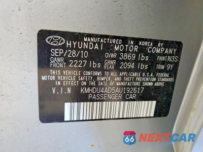 Zdjęcie 12 z 12 samochodu: 2010 HYUNDAI ELANTRA SE VIN:KMHDU4AD5AU192617 - miniatura