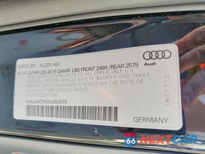 Zdjęcie 12 z 12 samochodu: 2019 AUDI A5 PREMIUM VIN:WAUANCF55KA056570 - miniatura
