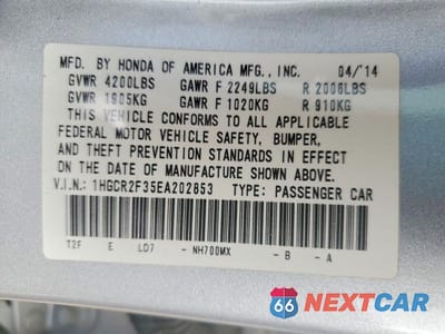 Zdjęcie 13 z 13 samochodu: 2014 HONDA ACCORD LX VIN:1HGCR2F35EA202853 - miniatura