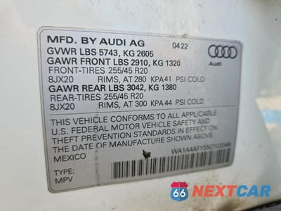 Zdjęcie 13 z 13 samochodu: 2022 AUDI SQ5 PREMIUM VIN:WA1A4AFY5N2103349 - miniatura