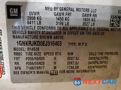 Zdjęcie 13 z 13 samochodu: 2014 CHEVROLET TRAVERSE LTZ VIN:1GNKRJKD0EJ316463 - miniatura