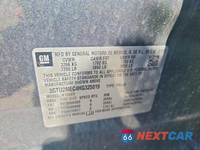 Zdjęcie 12 z 12 samochodu: 2017 GMC SIERRA K1500 SLE VIN:3GTU2MEC4HG325019 - miniatura