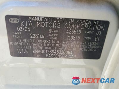 Zdjęcie 12 z 12 samochodu: 2004 KIA OPTIMA LX V6 VIN:KNAGD128645330064 - miniatura