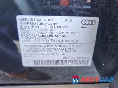 Zdjęcie 12 z 12 samochodu: 2022 AUDI E-TRON PREMIUM VIN:WA1AABGE4NB022555 - miniatura