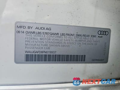 Zdjęcie 12 z 12 samochodu: 2015 AUDI A8 QUATTRO VIN:WAUJGAFD8FN019937 - miniatura