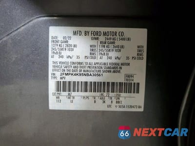 Zdjęcie 14 z 14 samochodu: 2022 FORD EDGE TITANIUM VIN:2FMPK4K95NBA30561 - miniatura