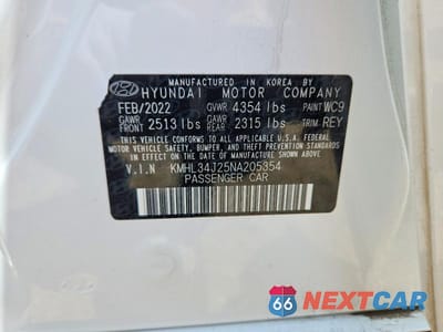 Zdjęcie 12 z 12 samochodu: 2022 HYUNDAI SONATA LIMITED VIN:KMHL34J25NA205354 - miniatura