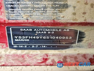 Zdjęcie 12 z 12 samochodu: 2005 SAAB 9-3 AERO VIN:YS3FH49Y651040953 - miniatura