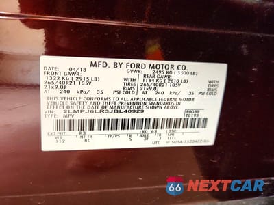 Zdjęcie 12 z 12 samochodu: 2018 LINCOLN MKX RESERVE VIN:2LMPJ6LR3JBL40929 - miniatura