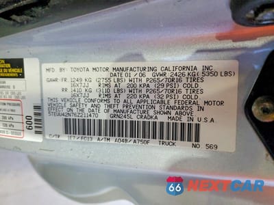 Zdjęcie 12 z 12 samochodu: 2006 TOYOTA TACOMA ACCESS CAB VIN:5TEUU42N76Z211470 - miniatura