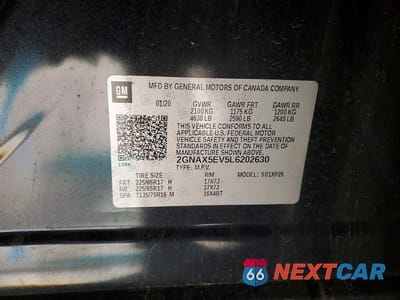 Zdjęcie 13 z 13 samochodu: 2020 CHEVROLET EQUINOX VIN:2GNAX5EV5L6202630 - miniatura