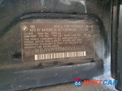 Zdjęcie 12 z 12 samochodu: 2007 BMW 328 I VIN:WBAVA33567PV64035 - miniatura