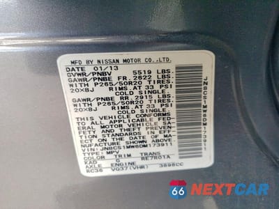 Zdjęcie 13 z 13 samochodu: 2013 INFINITI FX37 BASE VIN:JN8CS1MW6DM173911 - miniatura