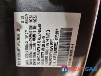 Zdjęcie 14 z 14 samochodu: 2021 HONDA ODYSSEY TOURING VIN:5FNRL6H87MB003853 - miniatura