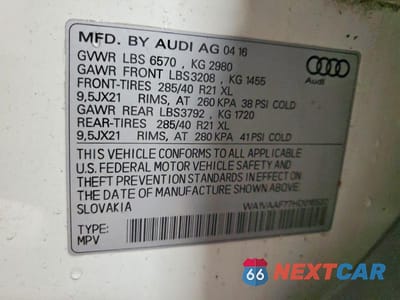 Zdjęcie 13 z 13 samochodu: 2017 AUDI Q7 PRESTIGE VIN:WA1VAAF77HD016532 - miniatura