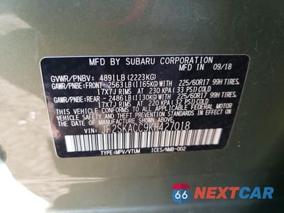 Zdjęcie 12 z 12 samochodu: 2019 SUBARU FORESTER VIN:JF2SKACC9KH427018 - miniatura