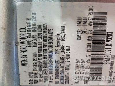 Zdjęcie 12 z 12 samochodu: 2020 FORD FUSION TITANIUM VIN:3FA6P0D91LR193283 - miniatura