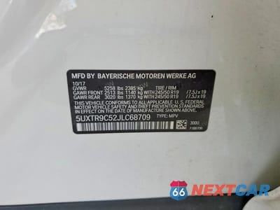 Zdjęcie 13 z 13 samochodu: 2018 BMW X3 XDRIVE30I VIN:5UXTR9C52JLC68709 - miniatura
