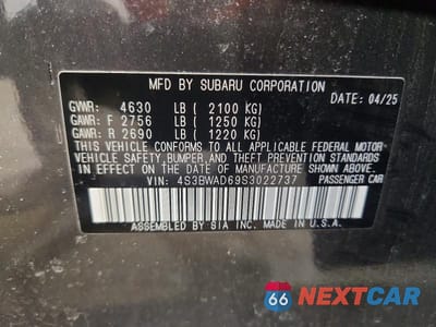 Zdjęcie 13 z 13 samochodu: 2025 SUBARU LEGACY PREMIUM VIN:4S3BWAD69S3022737 - miniatura