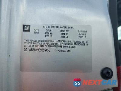 Zdjęcie 12 z 12 samochodu: 2008 CHEVROLET IMPALA LS VIN:2G1WB58K989255456 - miniatura