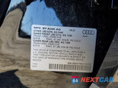 Zdjęcie 13 z 13 samochodu: 2022 AUDI Q5 PREMIUM 40 VIN:WA1ABAFY9N2124209 - miniatura