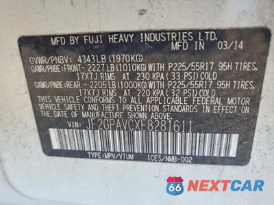 Zdjęcie 12 z 12 samochodu: 2014 SUBARU XV CROSSTREK 2.0 PREMIUM VIN:JF2GPAVCXE8281611 - miniatura