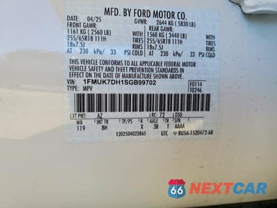 Zdjęcie 14 z 14 samochodu: 2025 FORD EXPLORER ACTIVE VIN:1FMUK7DH1SGB99702 - miniatura