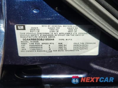 Zdjęcie 13 z 13 samochodu: 2011 BUICK ENCLAVE CXL VIN:5GAKRBED3BJ185844 - miniatura