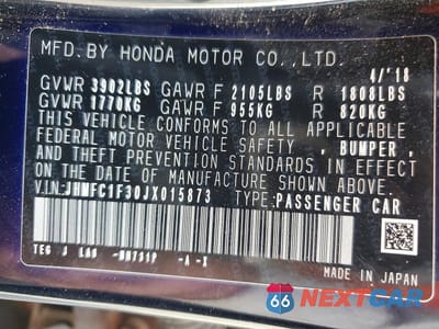Zdjęcie 12 z 12 samochodu: 2018 HONDA CIVIC EX VIN:JHMFC1F30JX015873 - miniatura