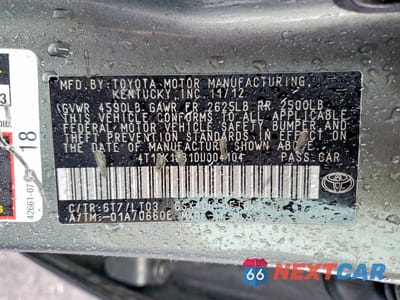 Zdjęcie 12 z 12 samochodu: 2013 TOYOTA AVALON XLE TOURING VIN:4T1BK1EB1DU004104 - miniatura
