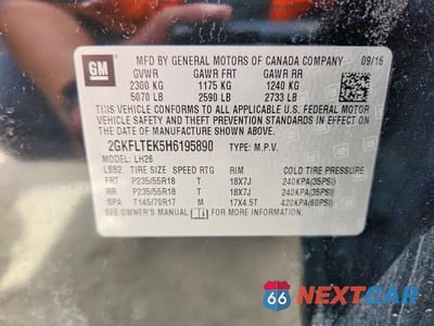 Zdjęcie 12 z 12 samochodu: 2017 GMC TERRAIN SLE VIN:2GKFLTEK5H6195890 - miniatura