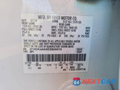 Zdjęcie 13 z 13 samochodu: 2014 FORD EDGE SPORT VIN:2FMDK4AK9EBB06919 - miniatura